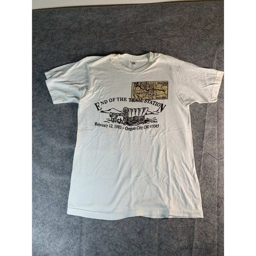 vintage Fruit Of Loom "end of the trail station "white single stitch tshirt S